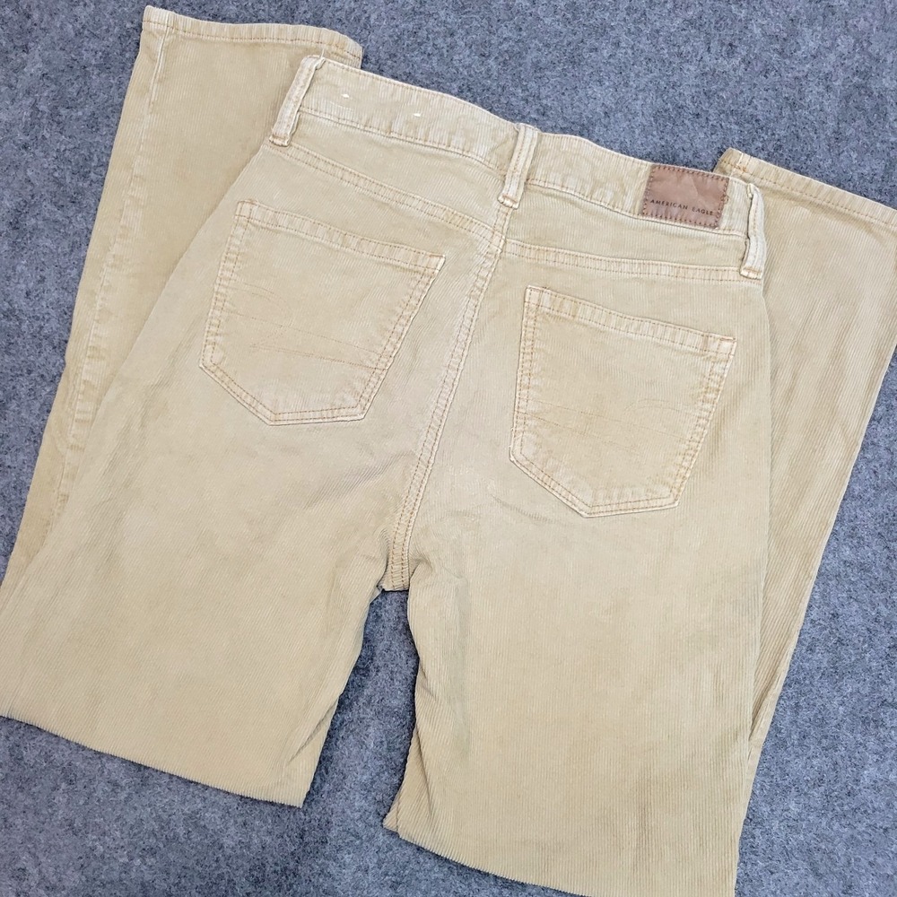 American Eagle Corduroy Pants Womens 0 Tan Straight Leg Preppy Minimalist Boho